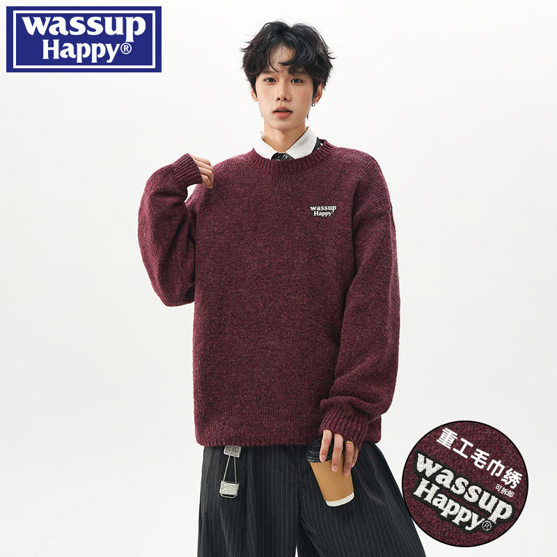 WASSUPHAPPY慵懒风圆领打底毛衣