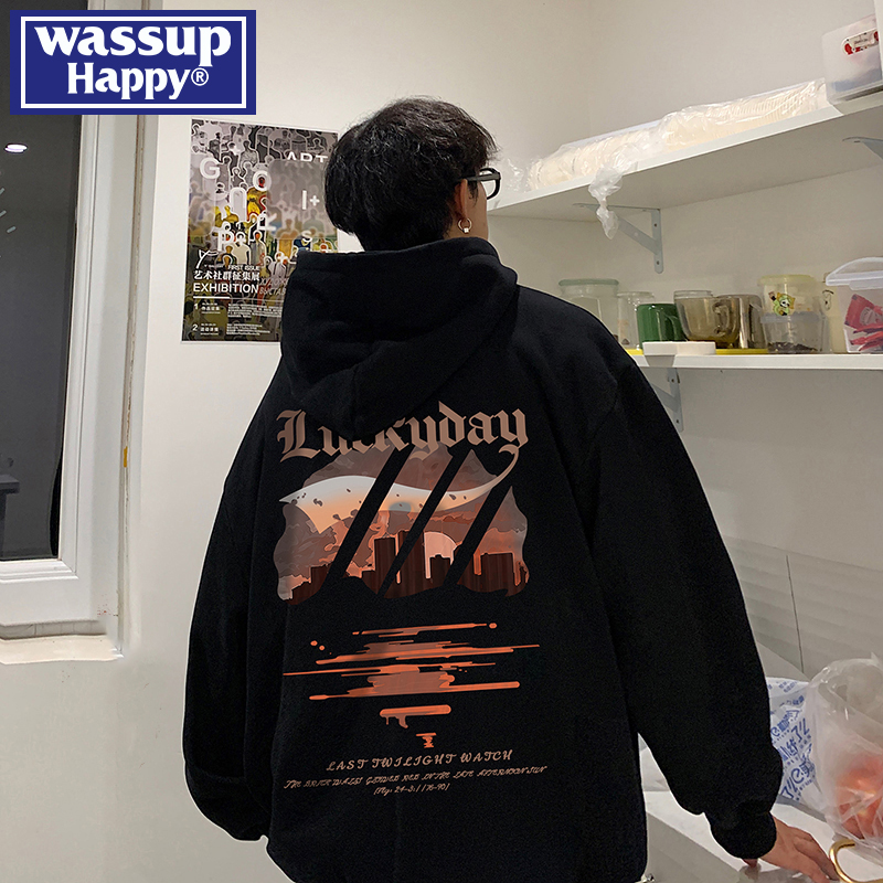 WASSUPHAPPY春秋季连帽卫衣男