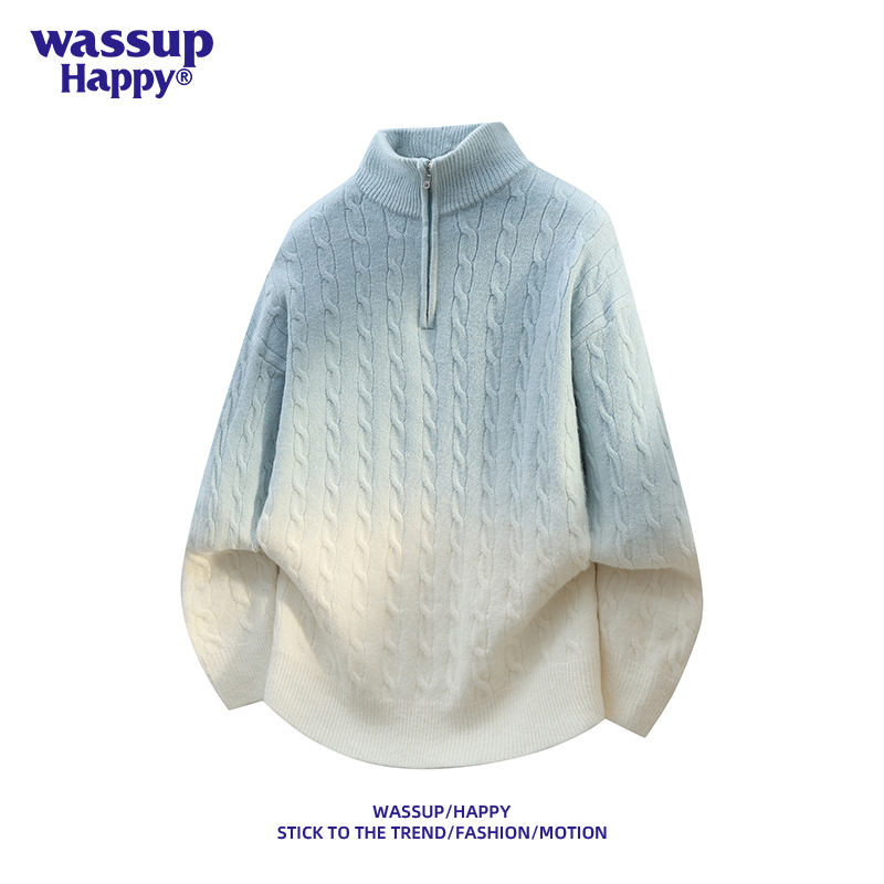 WASSUPHAPPY日系慵懒风麻花毛衣