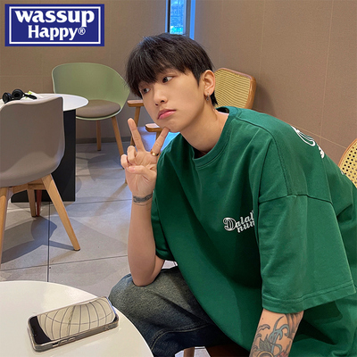 WASSUPHAPPY夏季纯棉短袖t恤男