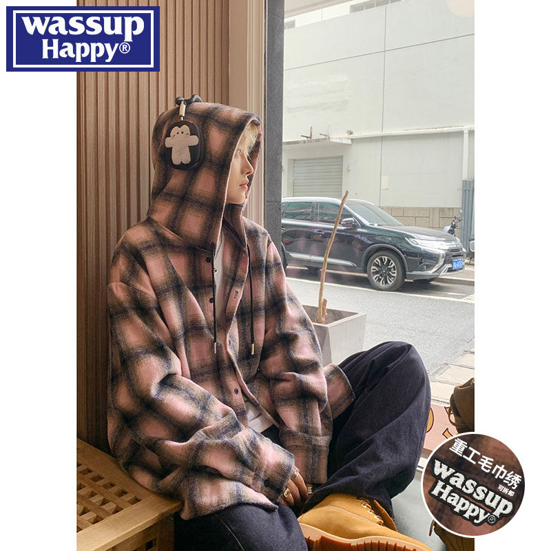 WASSUPHAPPY秋季连帽衬衫外套男