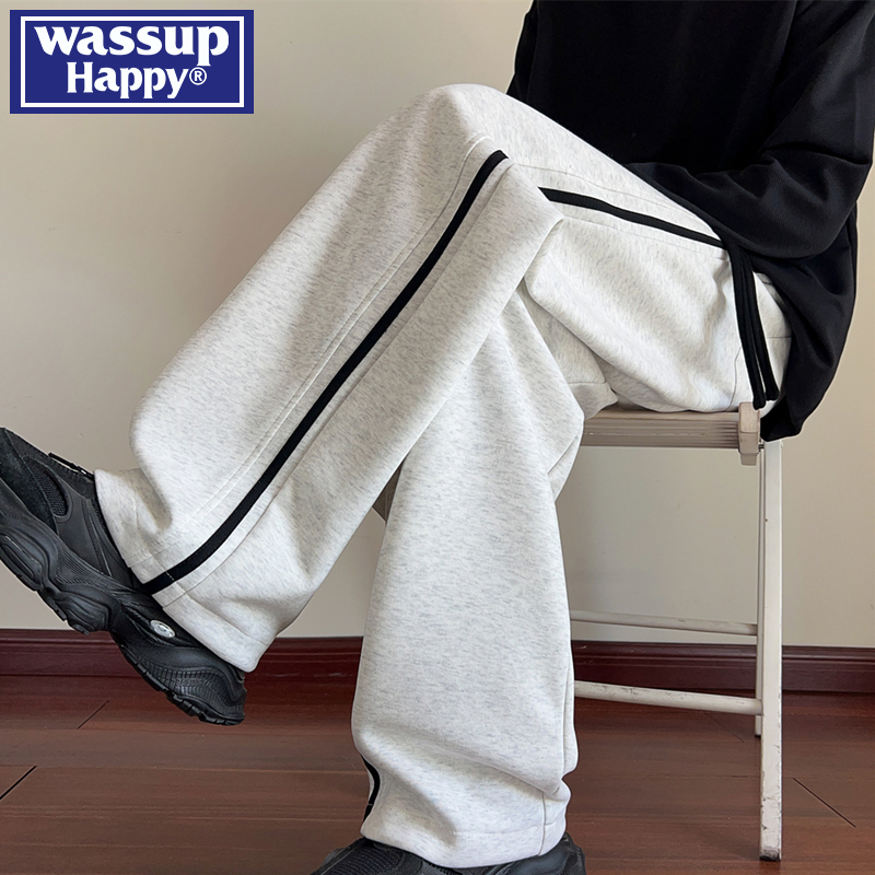 WASSUPHAPPY秋季直筒休闲裤子男
