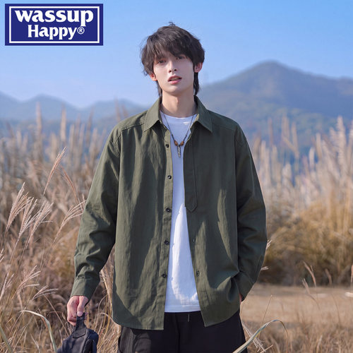 WASSUPHAPPY日系翻领长袖衬衫男