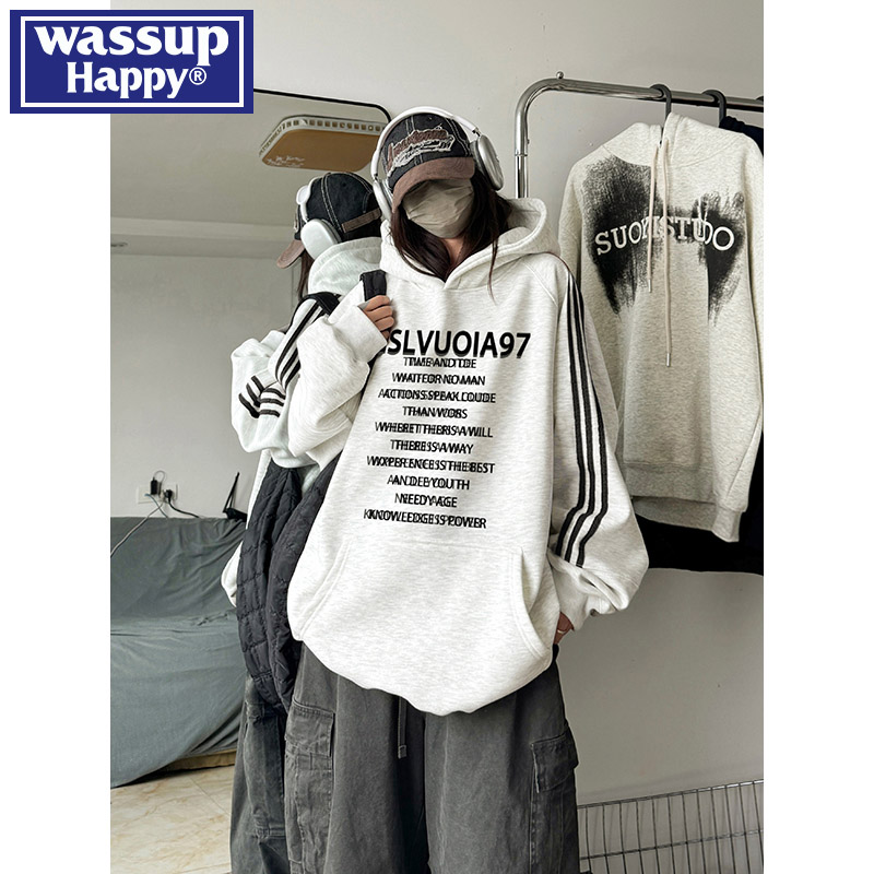 WASSUPHAPPY春秋季连帽卫衣男