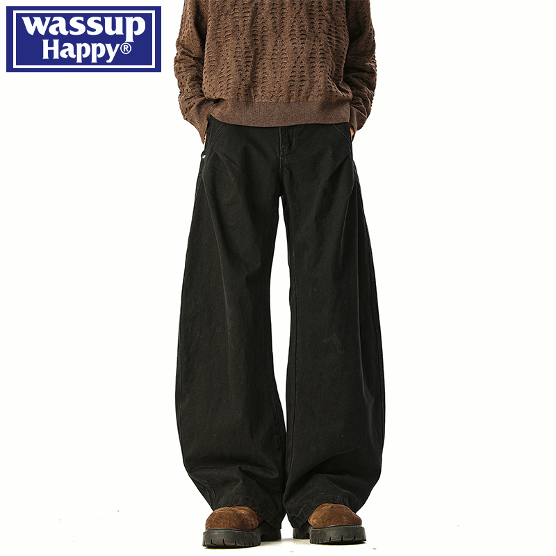 WASSUPHAPPY秋冬直筒休闲裤子男