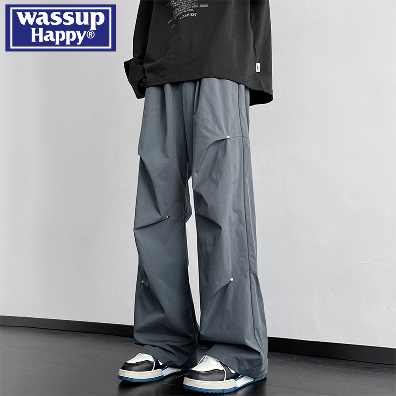 WASSUPHAPPY春秋直筒冲锋裤子男