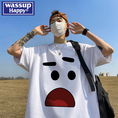 WASSUPHAPPY夏季纯棉短袖t恤男