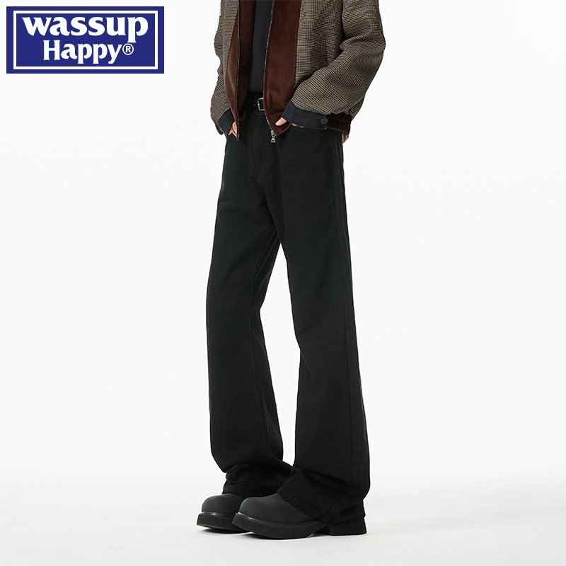 WASSUPHAPPY秋季直筒牛仔裤子男