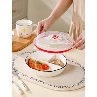 陶瓷饭盒减脂肥三分格餐盘餐碗快餐盒陶瓷211上班族便当带盖大人