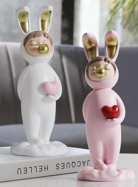 兔子小摆件创意装饰摆饰家居饰品北欧轻奢现代简约客厅酒柜装饰品