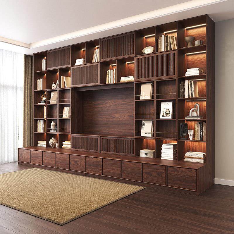 定制全实木满墙书柜电视背景墙柜整体组合黑胡桃木樱桃木酒柜书架,住宅家具,电视柜,淘宝优惠券,粉丝福利购,淘宝优惠卷
