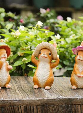 花园庭院树脂小动物创意摆件户外园艺彷真兔子装饰摆设幼儿园布置