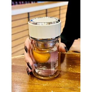 高颜值高硼硅双层玻璃杯耐高温泡茶杯子便携小巧迷你 水杯女士新款