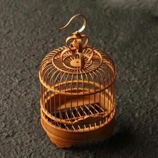 苏工老玉竹纯手工精工制作榫卯结构竹丝螽斯笼鸣虫器具摆件收藏