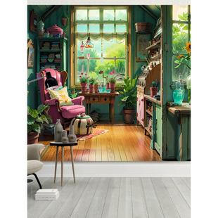 治愈温馨小屋背景布挂布卧室宿舍装饰布床头背景墙布壁画挂毯布艺