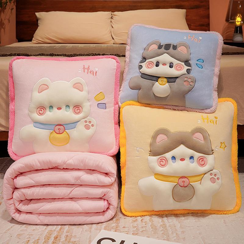 加厚抱枕被子两用珊瑚绒冬季办公室午睡空调毯子汽车载枕头可定制