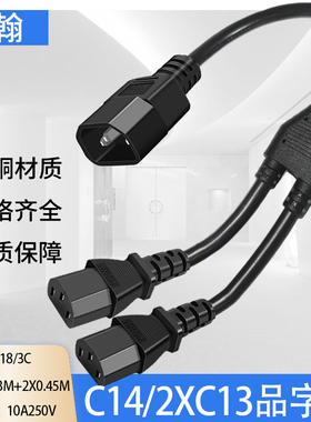 C14 to 2XC13 Y Splitter C14转2个C13一分二服务器电源线250V10A