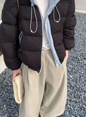 一念韩版宽松时尚立领拼接拉链设计保暖羽绒服外套784214