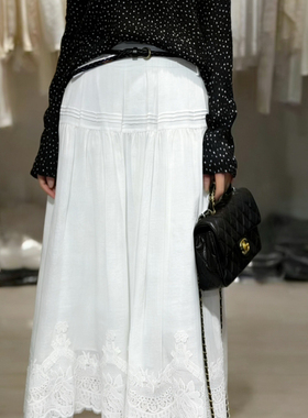 一念26年夏上新法式白色A字长裙半身裙(没有配饰)ZL-X409250