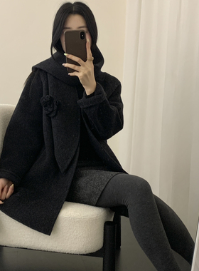 一念大牌感山茶花大牌简约百搭不挑人羊毛外套(含5羊绒)000635