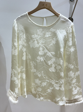 一念26年早春女装新中式国风复古毛袖拼接小衫YS2-TDC-0899