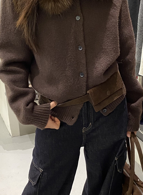 一念轻奢店野生感复古氛围感毛领保暖毛衣(配可拆仿毛领)89665