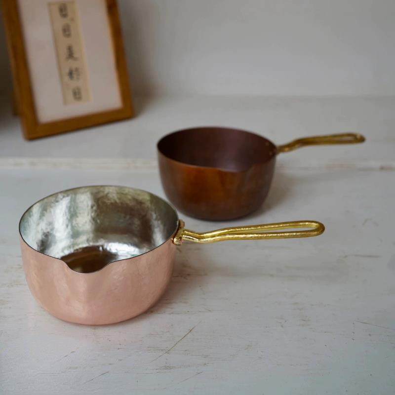 日式奶锅家用铜咖啡分享壶手工铜奶锅小铜锅紫铜云南铜锅云南非遗