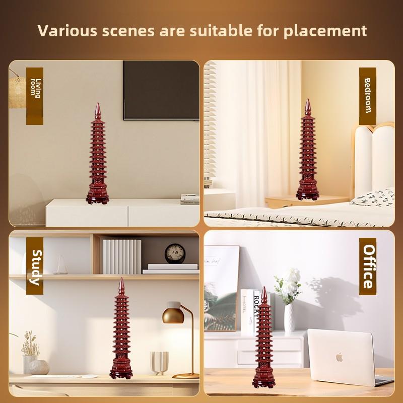 桃木文昌塔装饰品9层13层木制学生用红色剪纸桌家庭办公帮助