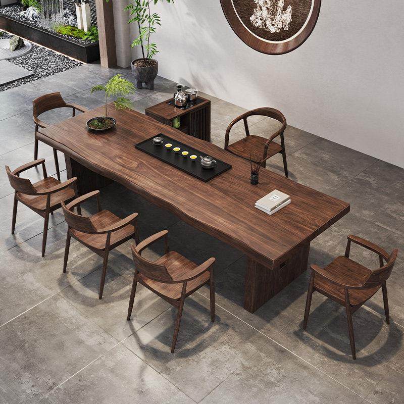 新中式北美黑胡桃木实木茶桌椅组合原木简约茶桌客厅家用功夫茶台