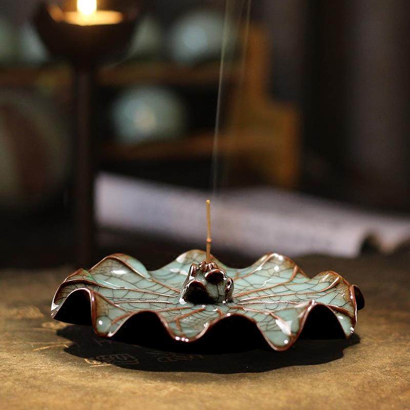 陶瓷手工香炉香插香道家用线香炉居室香托陶瓷炉铁胎线香插香薰炉