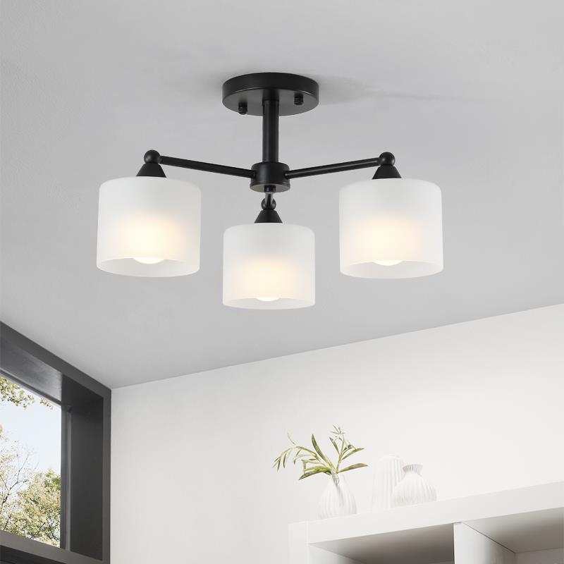 全光谱护眼吊灯 3头饭厅灯现代简约房间卧室书房创意北欧玻璃灯具