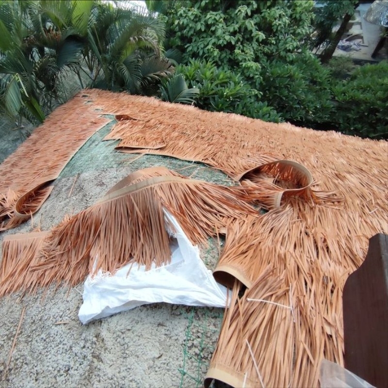 防雨仿真茅草屋顶仿古瓦装饰景区人造毛草亭PE/PVC假稻草别墅水泥