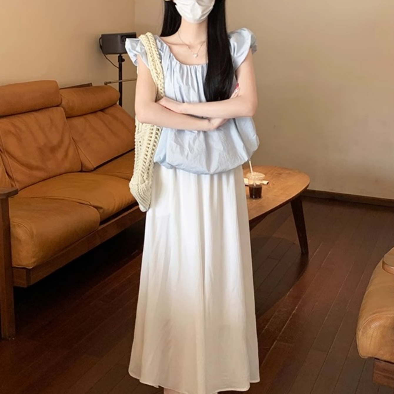 夏季薄款冰丝阔腿裤山本裙裤女款2025新款高腰a字半身裤裙垂坠感