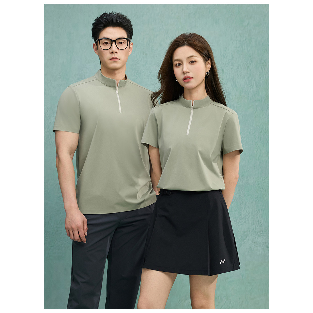 Cleanfit纯色正肩立领拉链短袖男美式小领口重磅t恤修身半袖