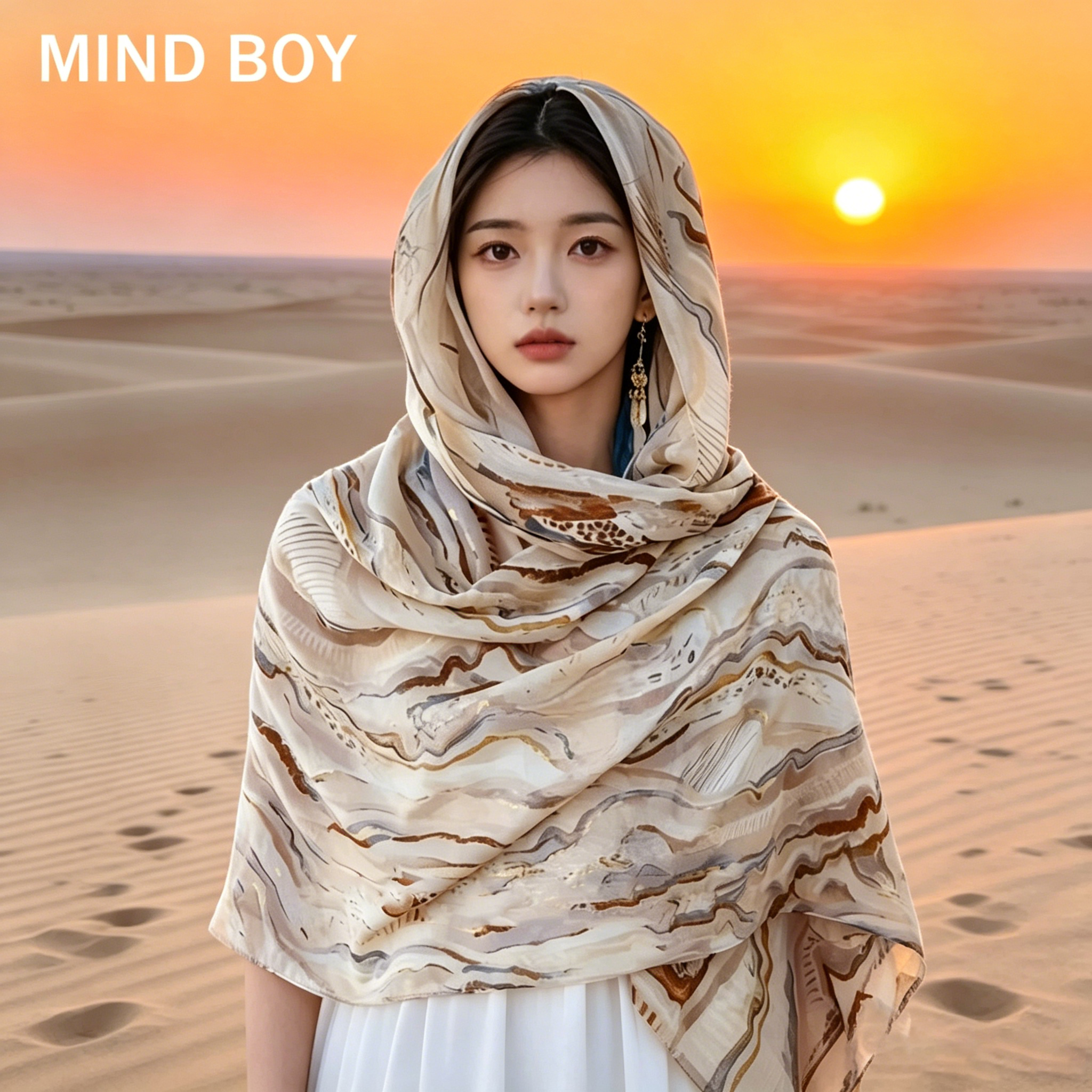 MIND BOY异域风头巾旅游纱巾围巾女西北敦煌沙漠丝巾防晒头纱披肩