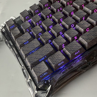 碳纤维纹路侧刻透光磁轴rog夜魔键帽75配列PBT材质原厂高度客制化