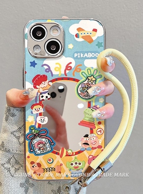 玩具总动员镜框黄色皮质短挂绳适用小米14pro手机壳红米k70/60/50/40/30潮13/12s/11红米note13/12防摔note10