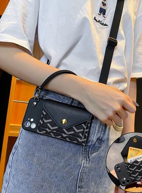 简约ins鱼鳞纹黑色零钱卡包适用opporeno9pro手机壳8/7/6/5/4/3潮r17/r15创意k9/k5k7k3防摔a93s/a72/a5女a97