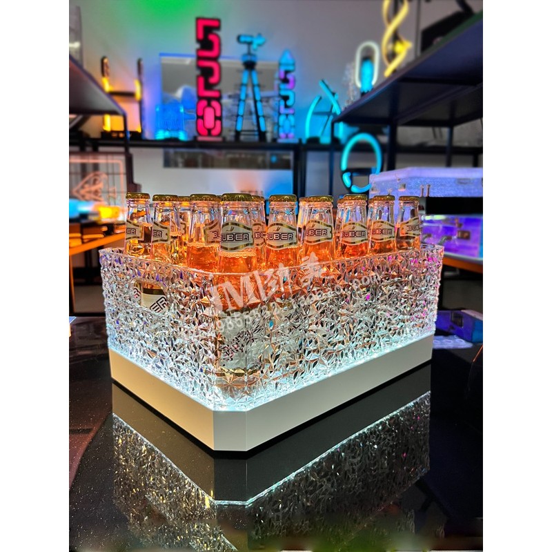 酒吧KTV冰纹酒框酒吧发光香槟酒桶冰桶派对创意亚克力啤酒框防摔