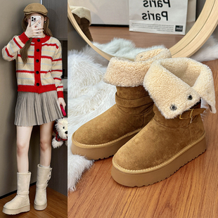 加绒保暖两穿雪地棉靴子棉鞋 时尚 新款 2025冬季 厚底中筒雪地靴女款