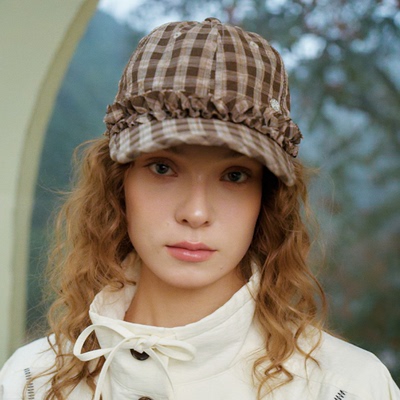 纯屿甜美格子遮阳春夏棒球帽