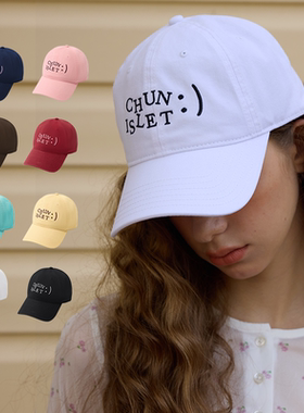 CHUNISLET纯屿 奶油色刺绣笑脸棒球帽春夏遮阳帽显瘦大头围鸭舌帽
