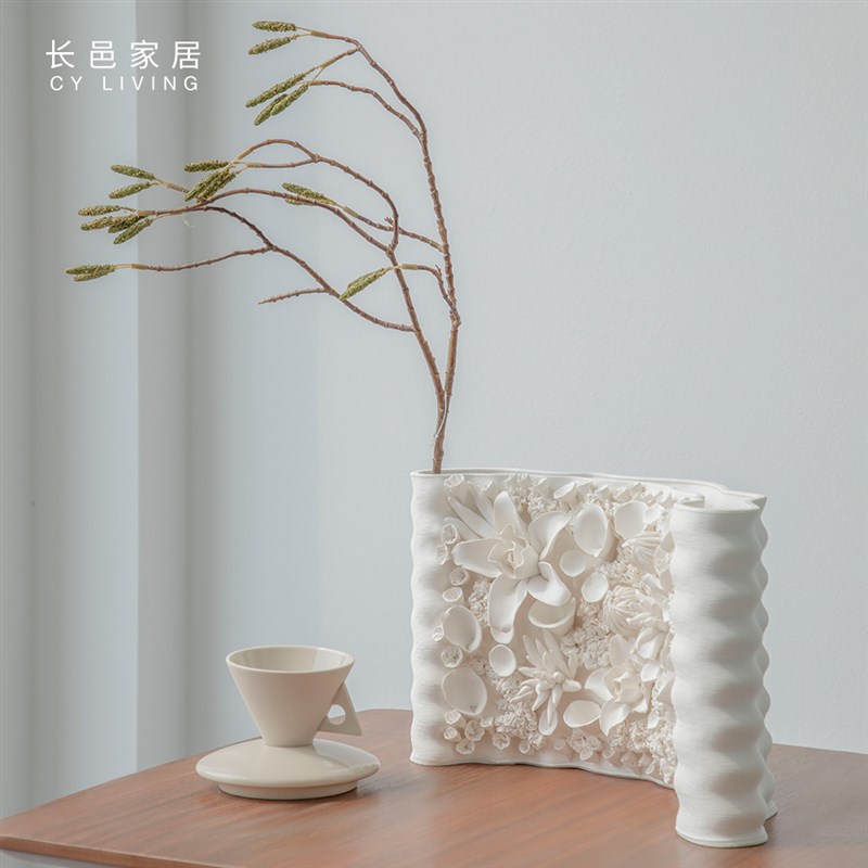 手工创意陶瓷花器简约高级感家居玄关酒店样板房装饰轻奢花瓶摆件