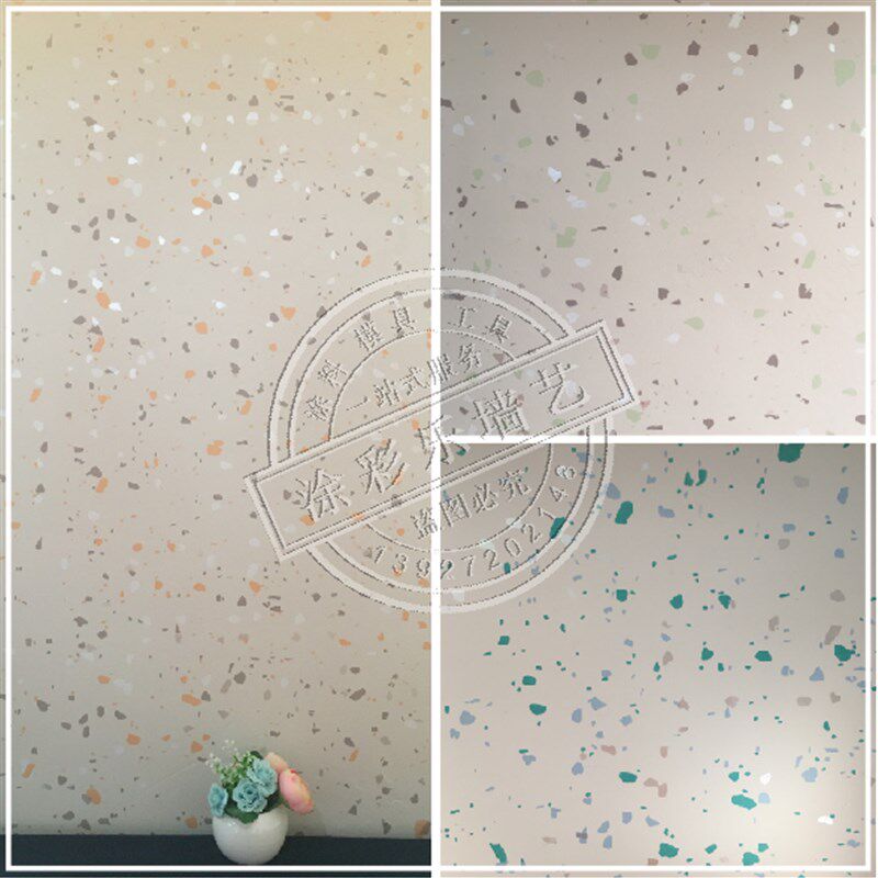 仿水磨石效果自擦家居墙面印花艺术漆涂料镂印模板非地砖瓷砖贴纸
