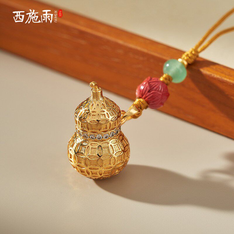 沙金钱币小葫芦车钥匙挂件可打开装药丸福禄平安手机链挂饰女礼物