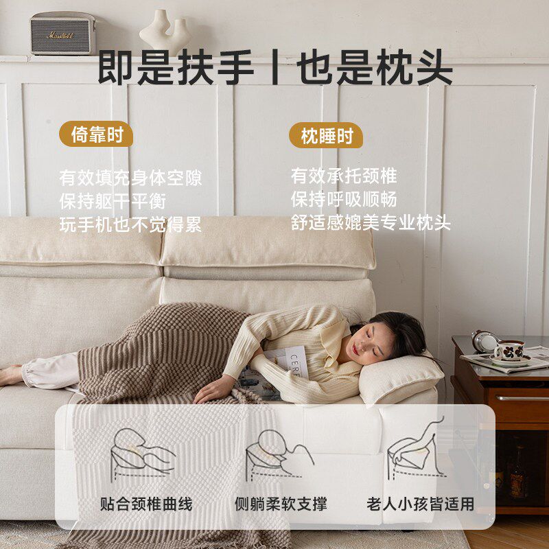沙发床一体两用客厅多功能折叠式小户型棉麻布艺实木高端双抽拉式