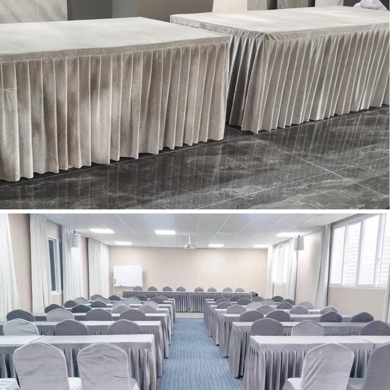 银灰色金丝绒布料面料舞台会议背景布桌布浅灰色深灰色金丝绒布