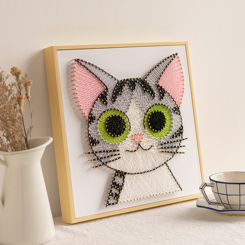 甜甜私房猫纱线画弦丝画减压手工diy绕线制作材料钉子画减压礼物