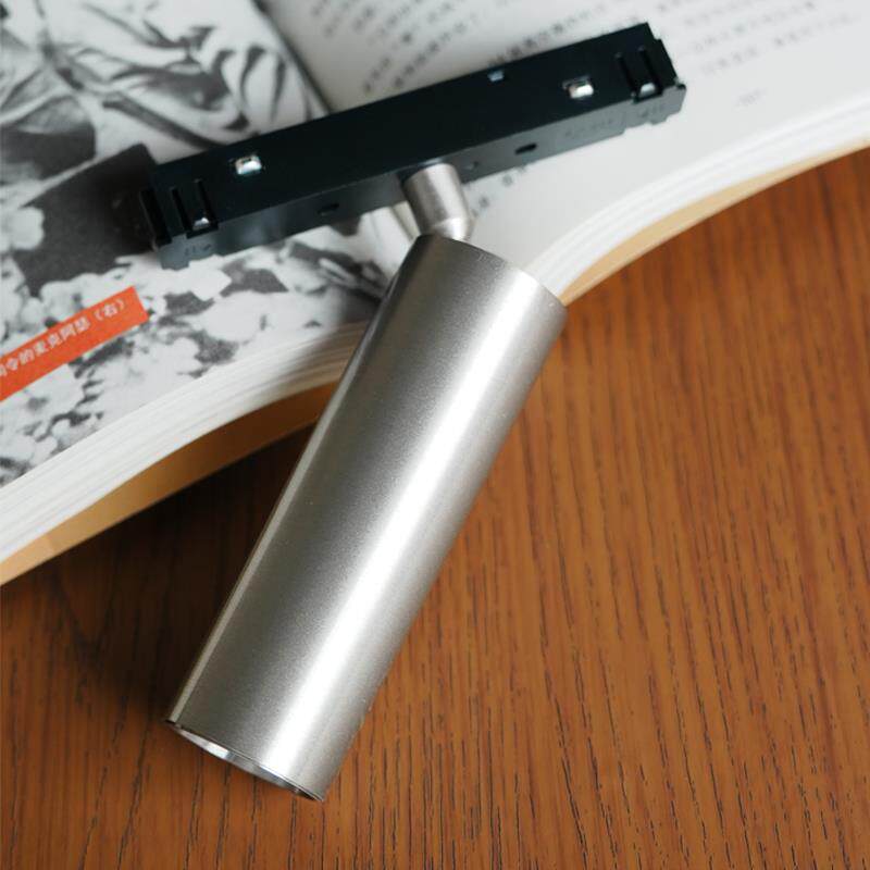 包豪斯明装轨道灯led铬色射灯客厅不锈钢无主灯家用导轨式射筒灯