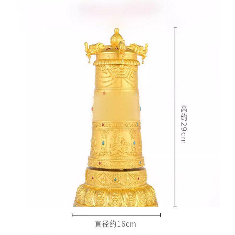 纯铜电动转金筒电动转动筒摆件六字转轮龙头天珠插电电动转轮转筒